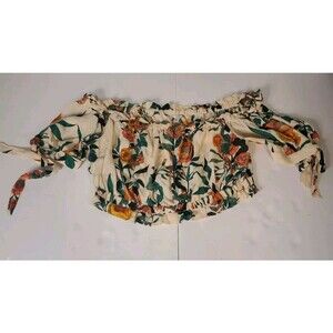 Guess floral  crop top gypsy blouse L  romantic,‎ feminine, vintage, Boho 60's